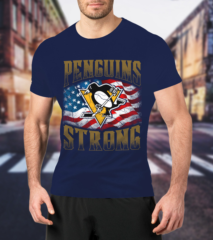 Pittsburgh Penguins Strong American Flag T-Shirt