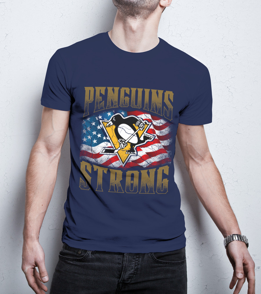 Pittsburgh Penguins Strong American Flag T-Shirt
