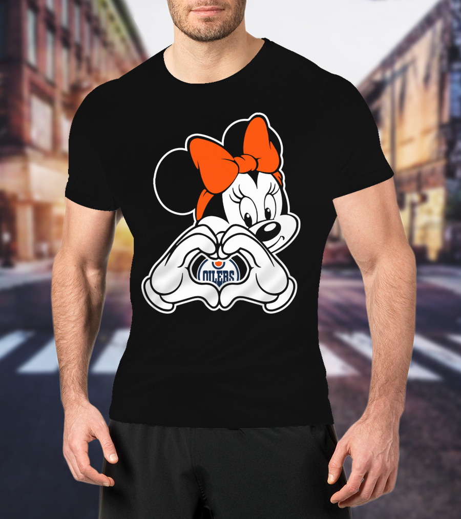 Edmonton Oilers Minnie Mouse Heart Hands T-Shirt