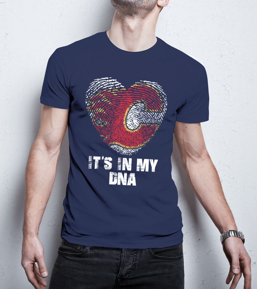 Calgary Flames Heart It's In My Dna Fingerprint T-Shirt