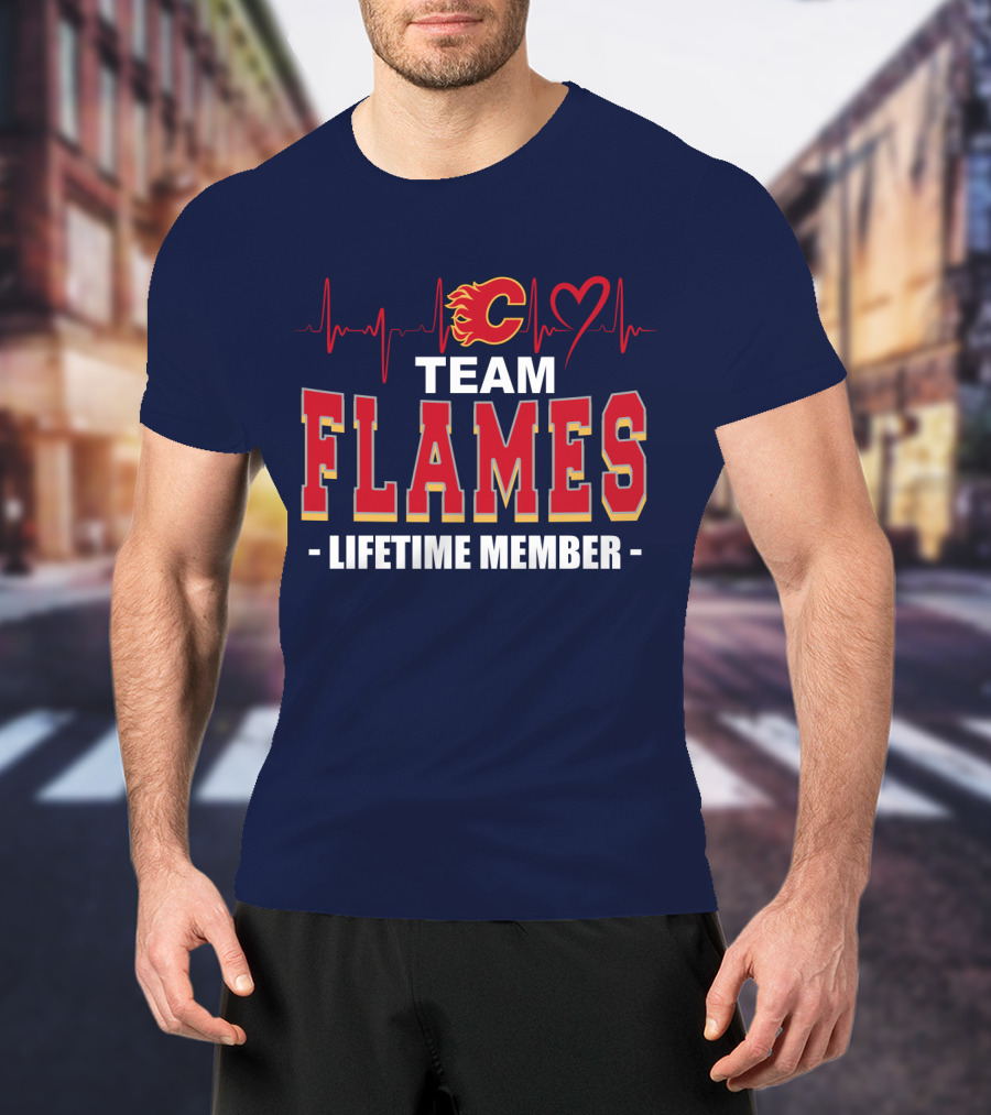Team Calgary Flames Lifetime Member Heartbeat T-Shirt