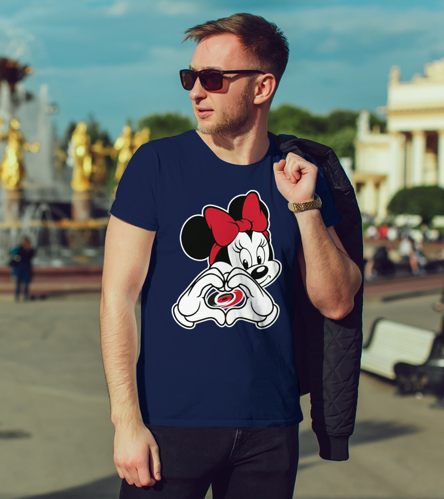 Carolina Hurricanes Minnie Mouse Heart Hands T-Shirt