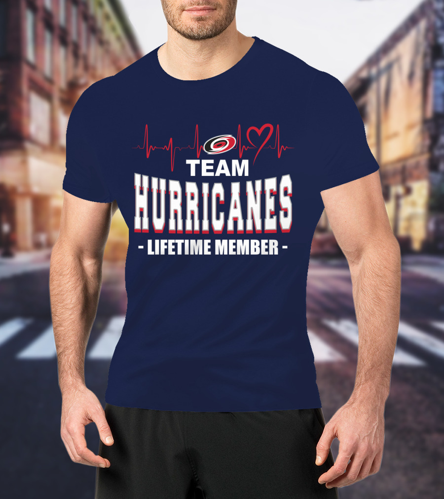 Team Hurricanes Lifetime Member Heartbeat Love T-Shirt