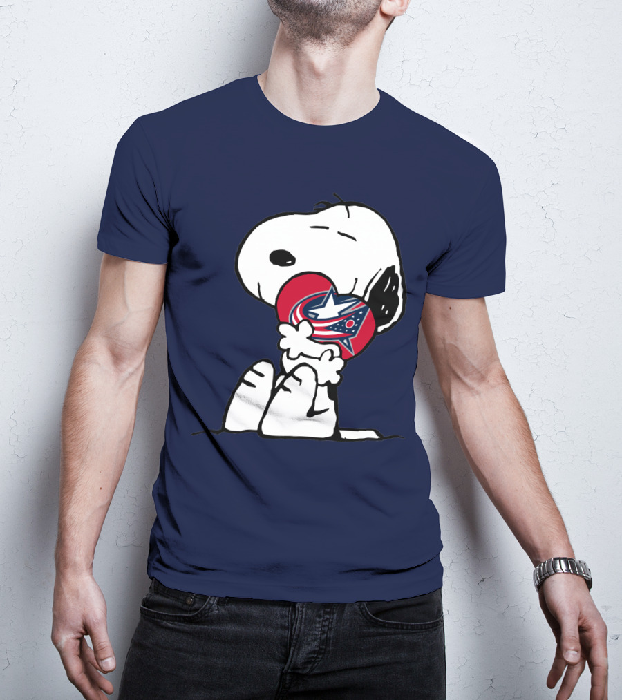 Snoopy Columbus Blue Jackets Nhl Logo Hug T-Shirt