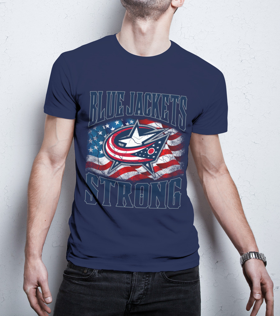 Blue Jackets Strong American Flag T-Shirt
