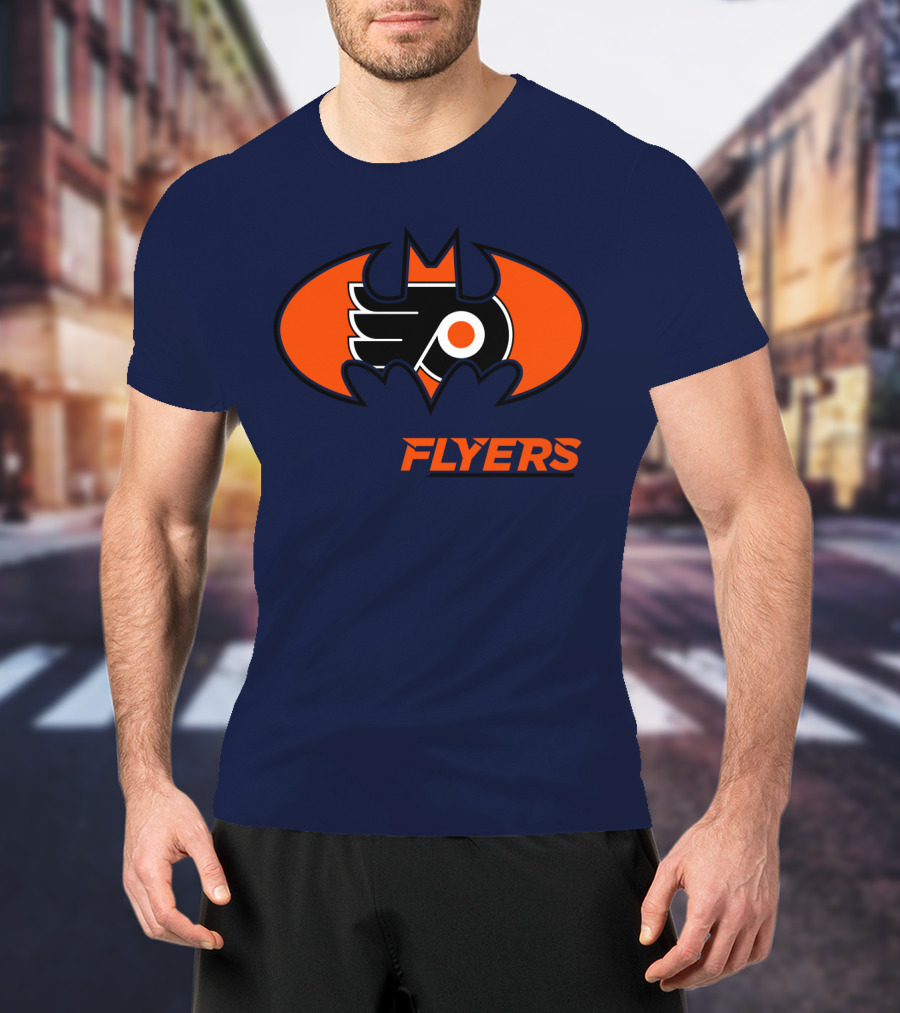Philadelphia Flyers Batman Logo Crossover T-Shirt