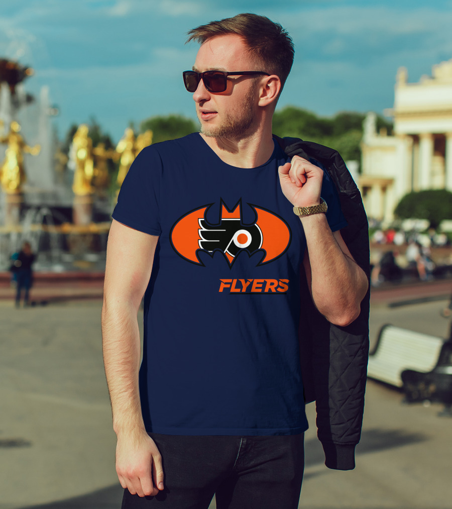 Philadelphia Flyers Batman Logo Crossover T-Shirt