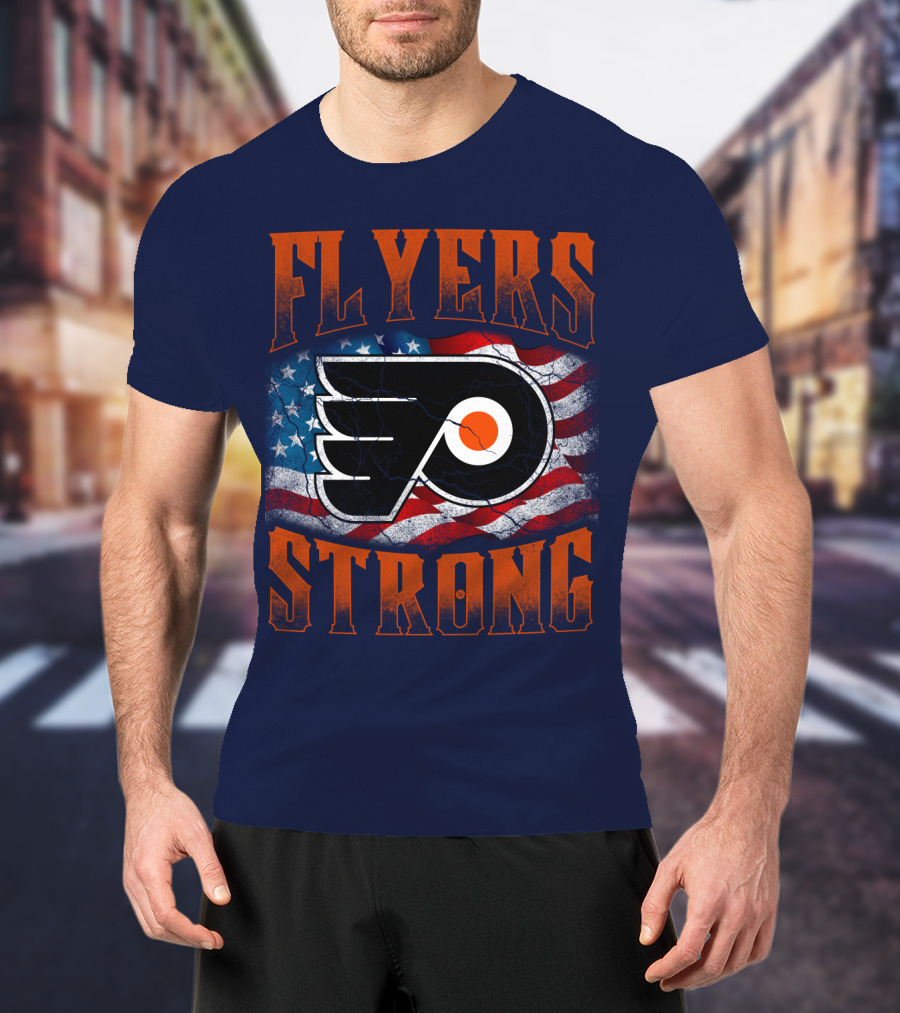 Flyers Strong Philadelphia American Flag T-Shirt