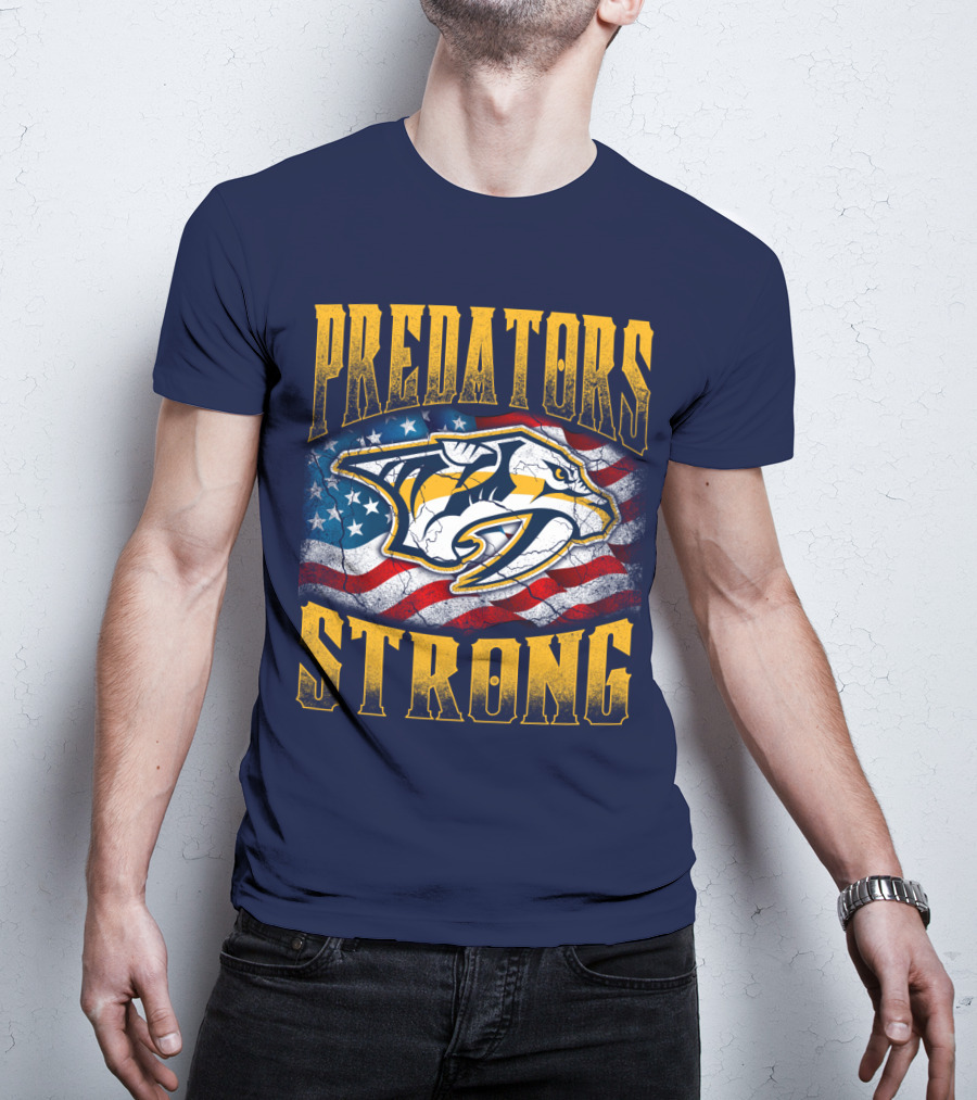 Predators Strong American Flag Nashville Predators T-Shirt