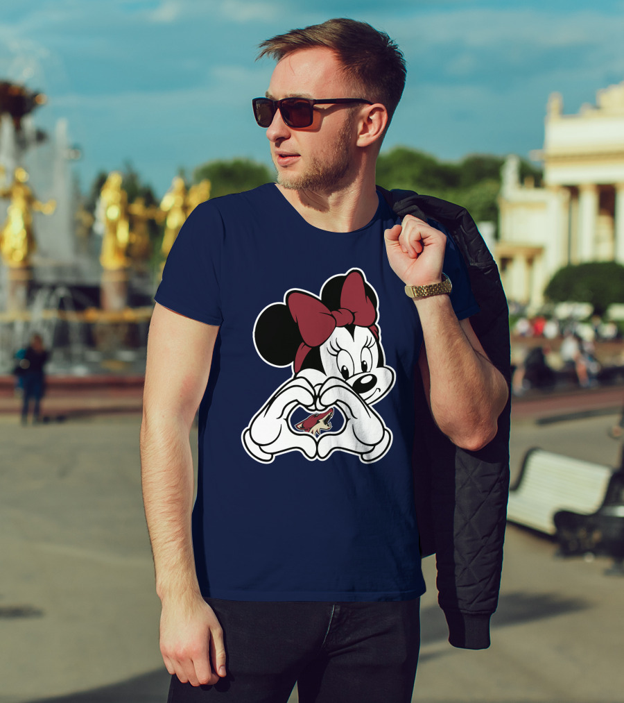 Minnie Mouse Arizona Coyotes Heart Hands T-Shirt