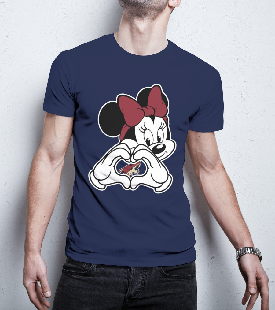 Minnie Mouse Arizona Coyotes Heart Hands T-Shirt