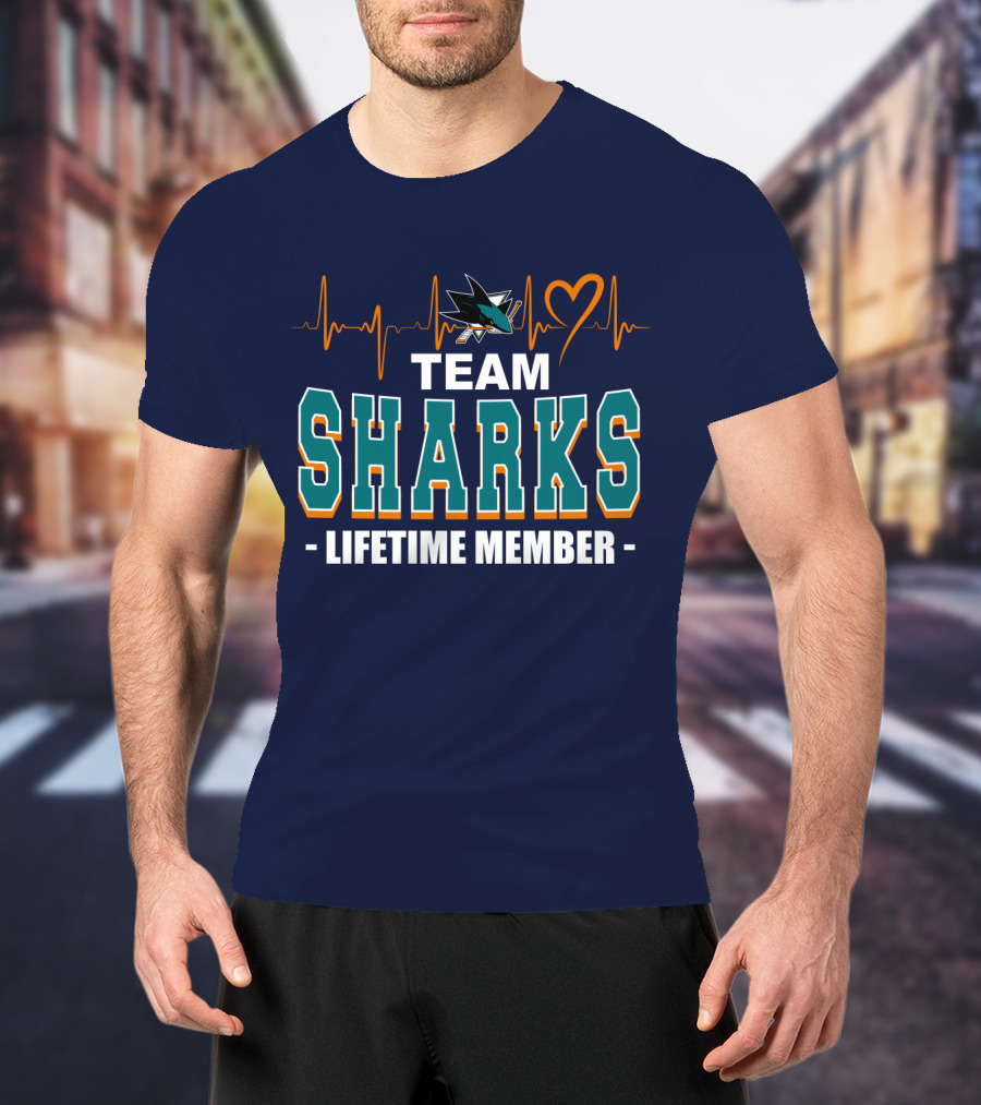 Team Sharks San Jose Lifetime Member Heartbeat T-Shirt