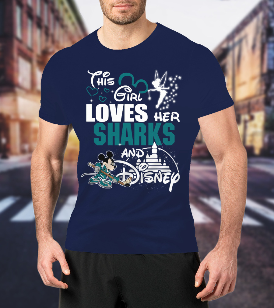 This Girl Loves Her Sharks And Disney T-Shirt