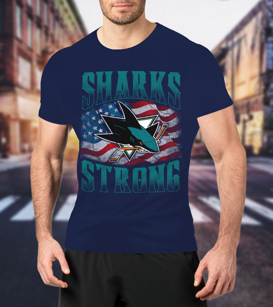 Sharks Strong American Flag San Jose Sharks T-Shirt