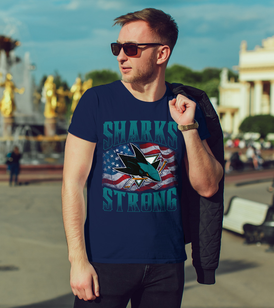 Sharks Strong American Flag San Jose Sharks T-Shirt