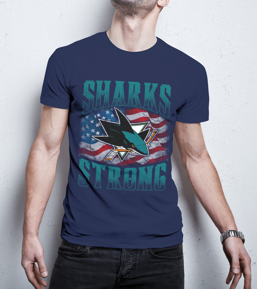 Sharks Strong American Flag San Jose Sharks T-Shirt