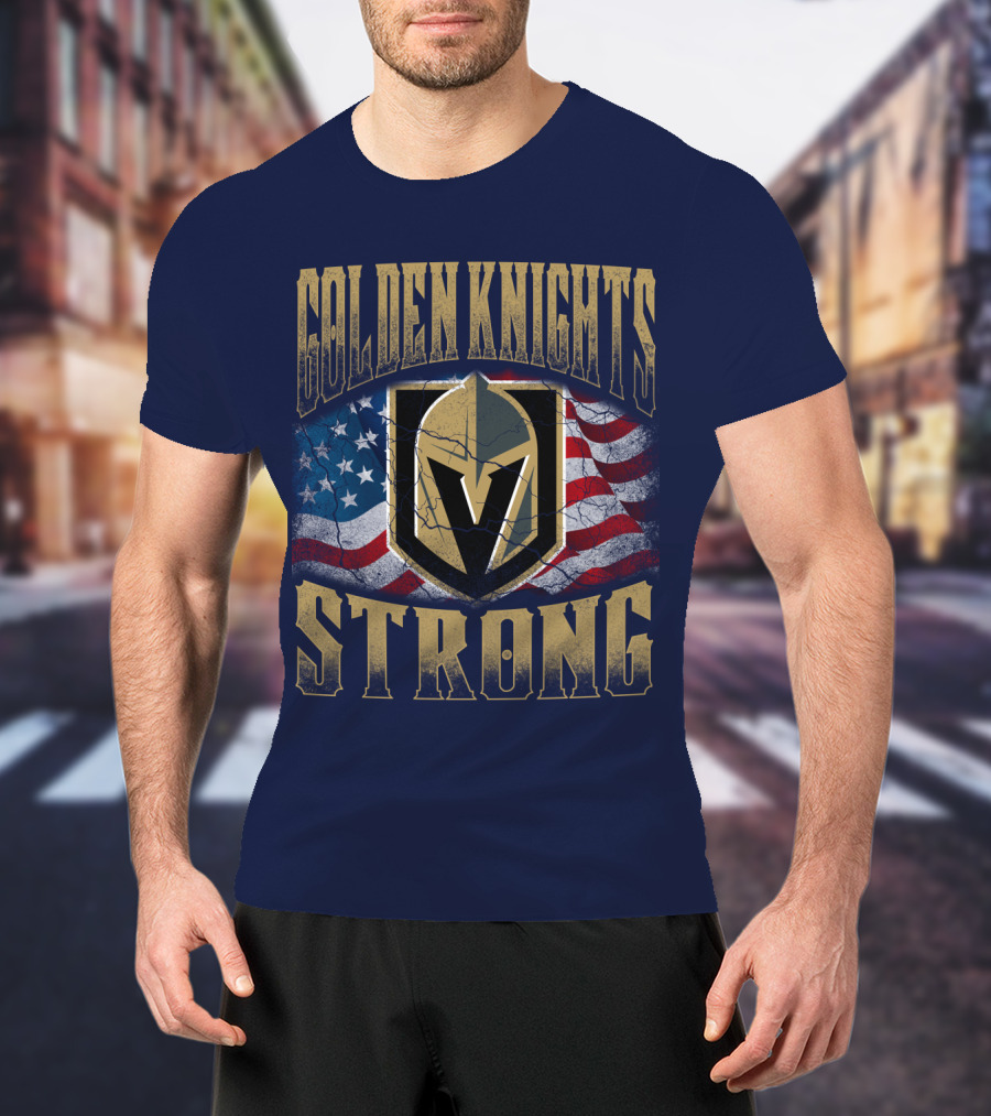 Golden Knights Strong American Flag T-Shirt