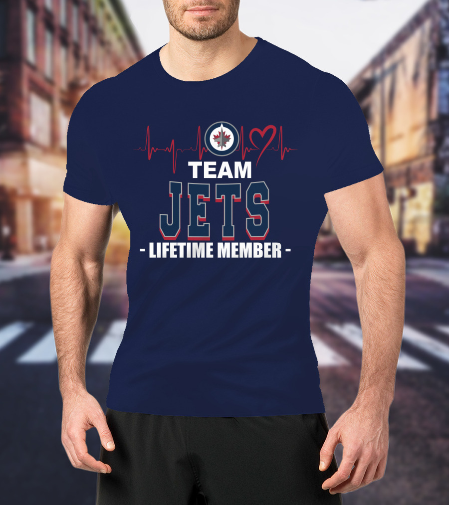 Team Jets Lifetime Member Winnipeg Jets Heartbeat T-Shirt