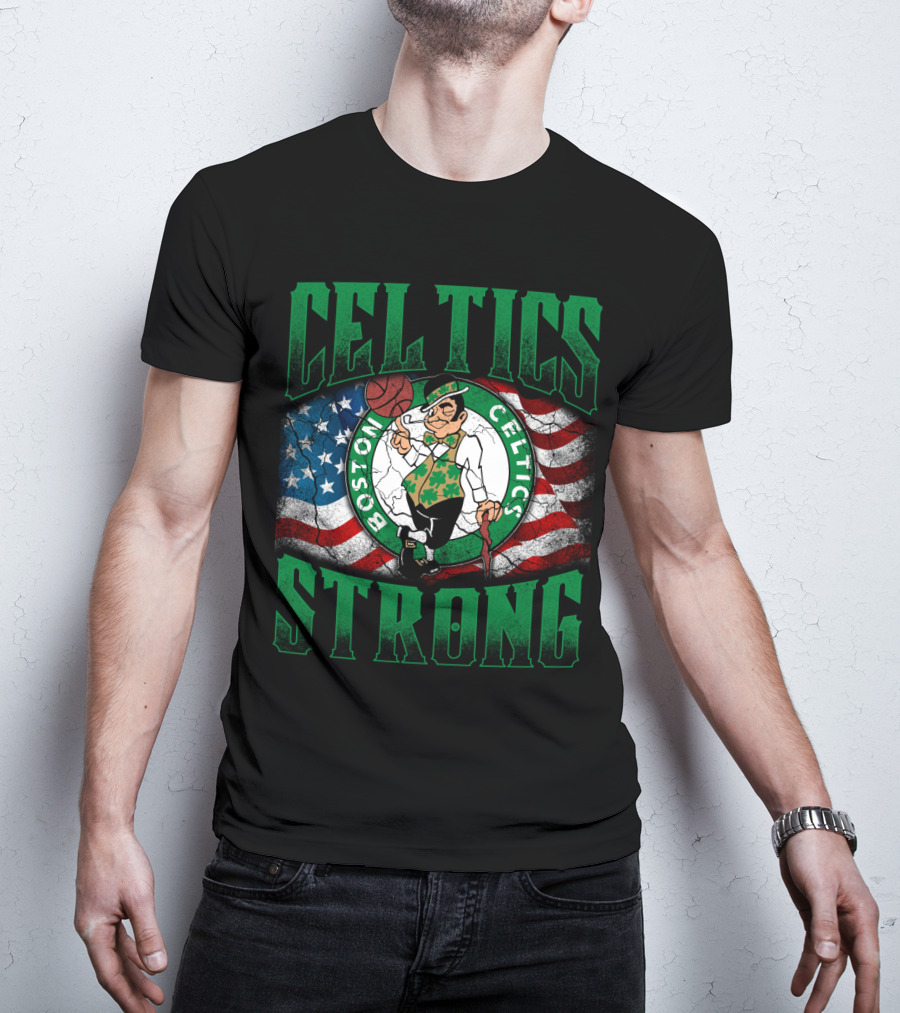 Celtics Strong Boston Celtics American Flag T-Shirt