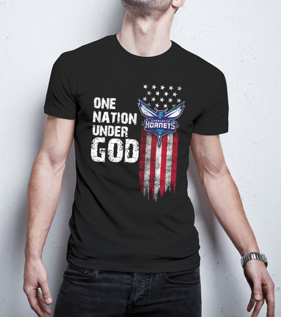 One Nation Under God Charlotte Hornets Stars Stripes T-Shirt