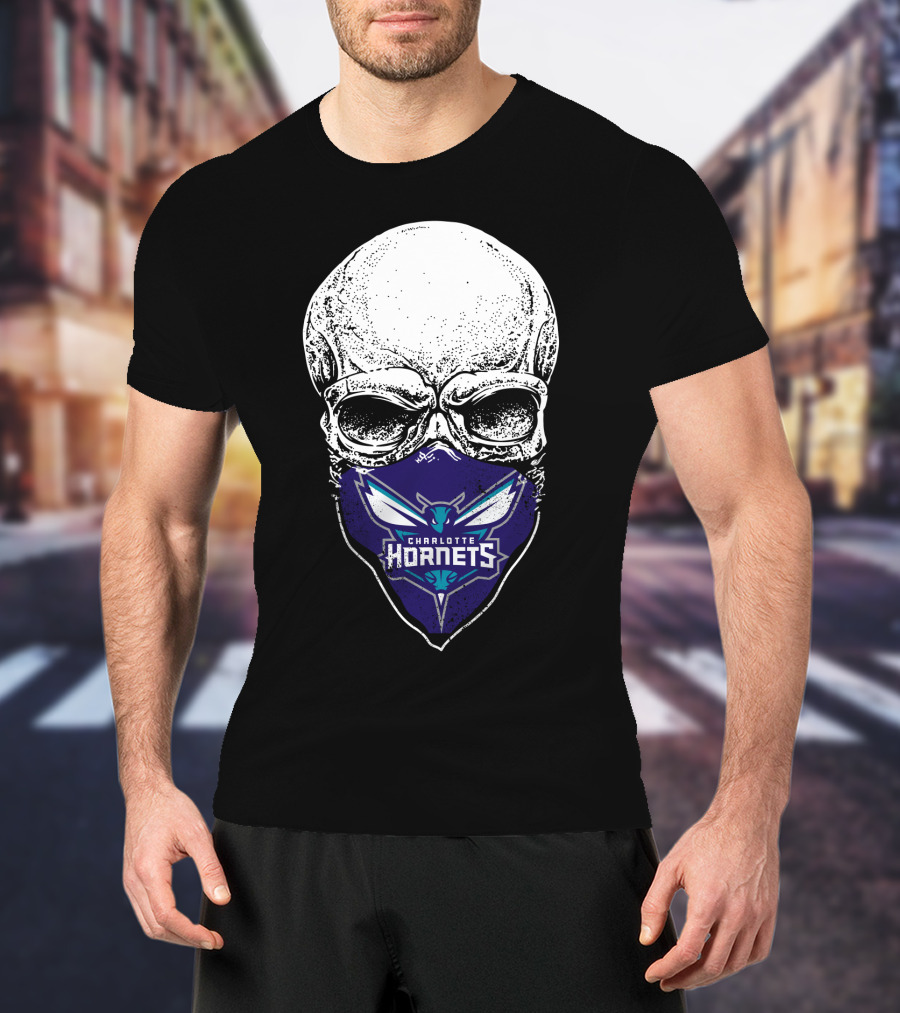 Charlotte Hornets Skull Mask T-Shirt