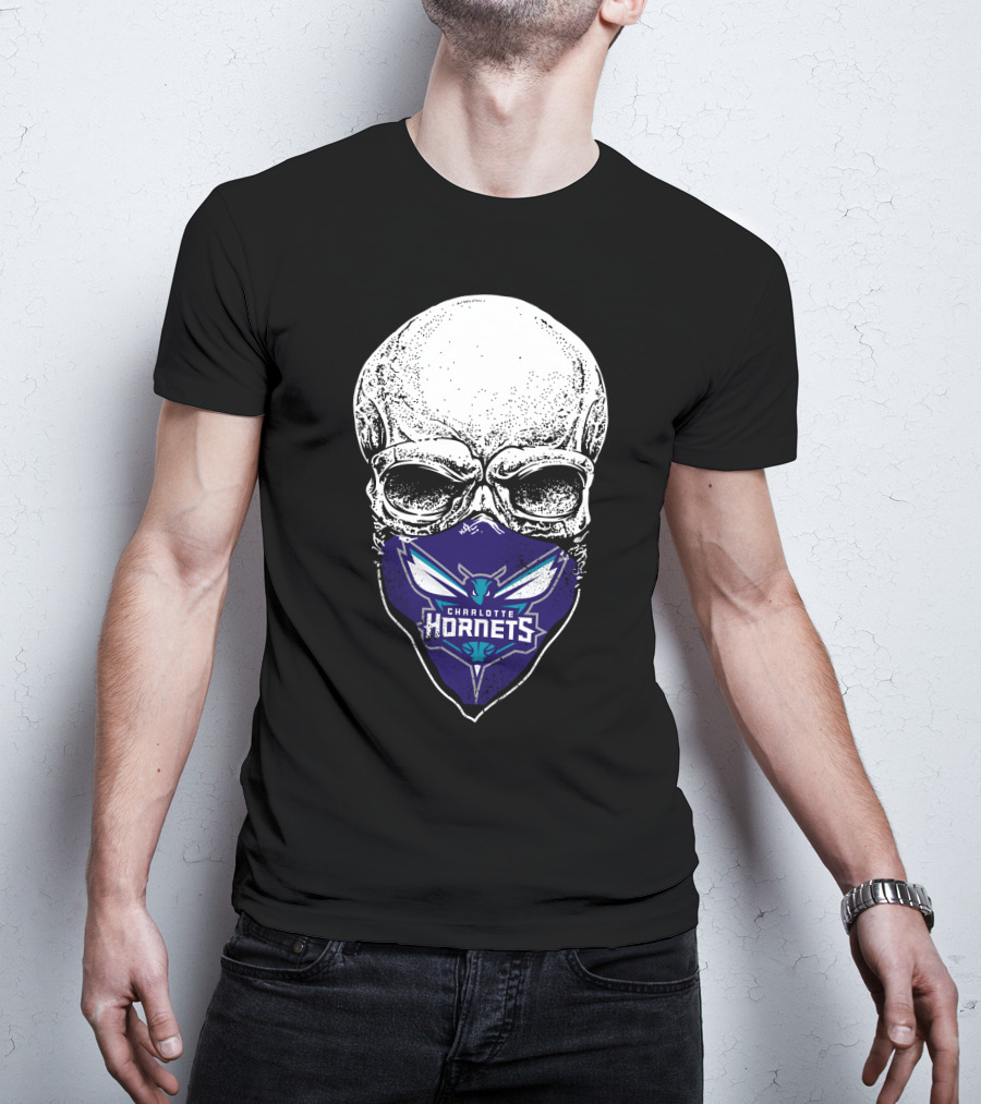 Charlotte Hornets Skull Mask T-Shirt