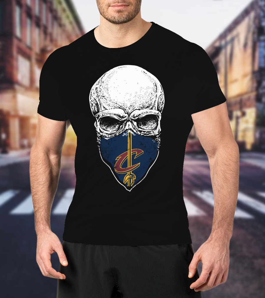 Cleveland Cavaliers Skull With C Logo On Face Mask T-Shirt