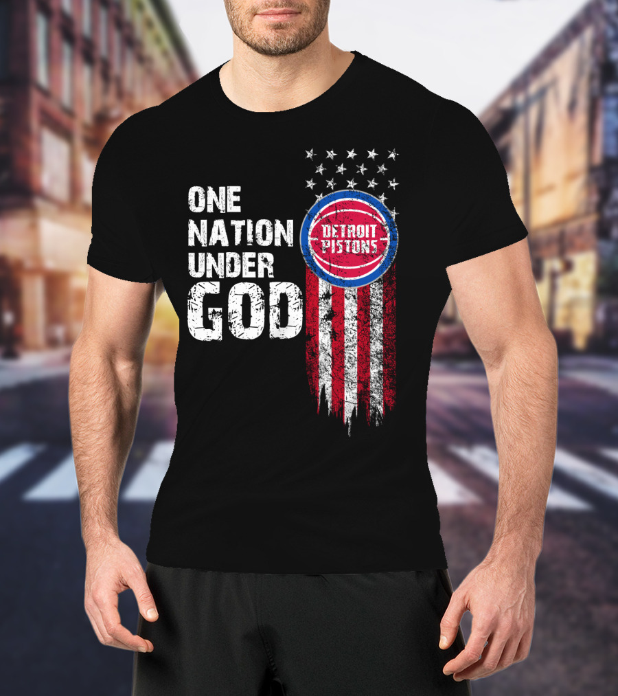 One Nation Under God Detroit Pistons Stars And Stripes T-Shirt