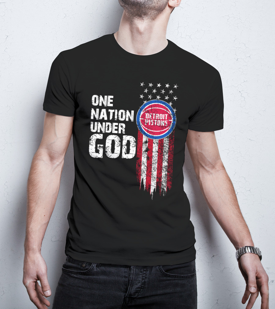 One Nation Under God Detroit Pistons Stars And Stripes T-Shirt