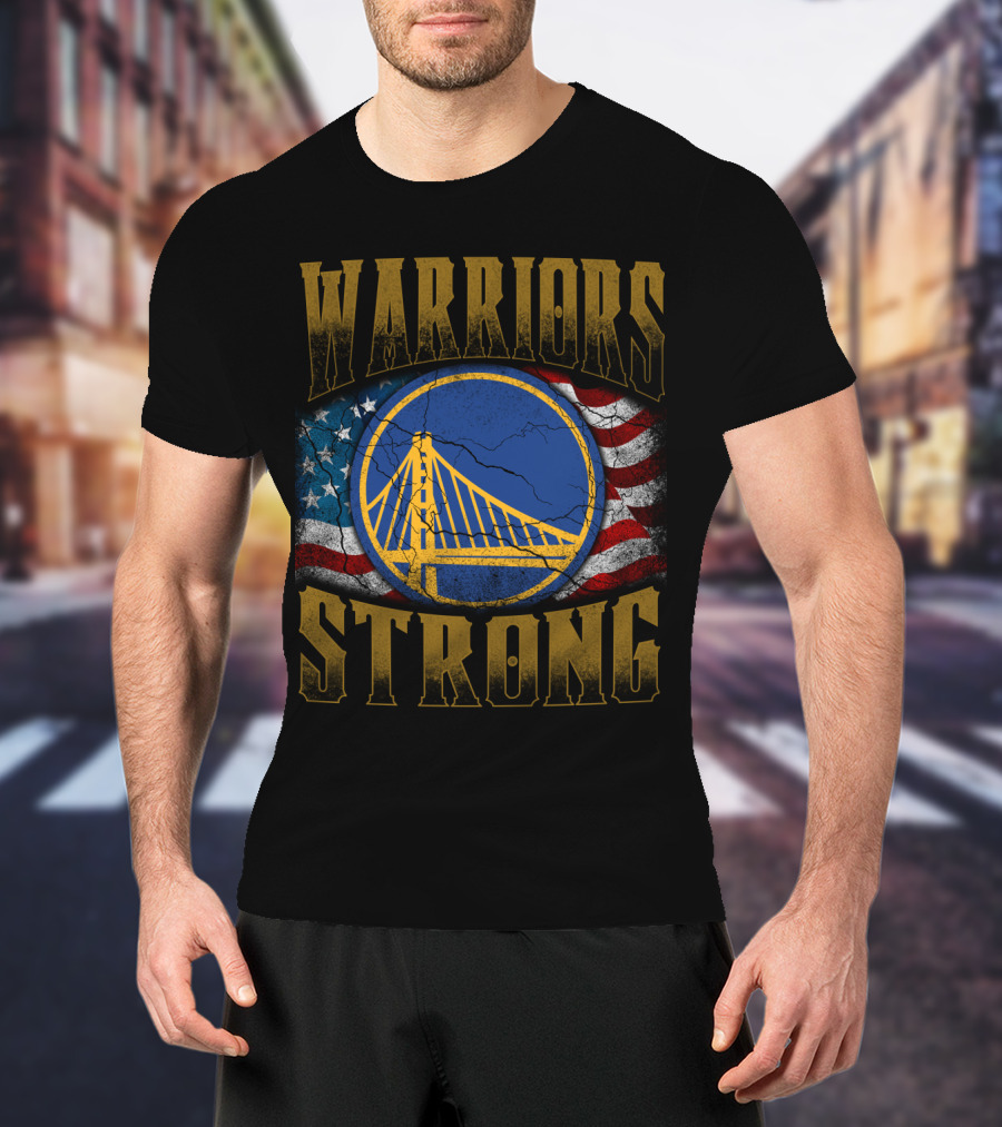 Warriors Strong Golden State American Flag Bridge T-Shirt