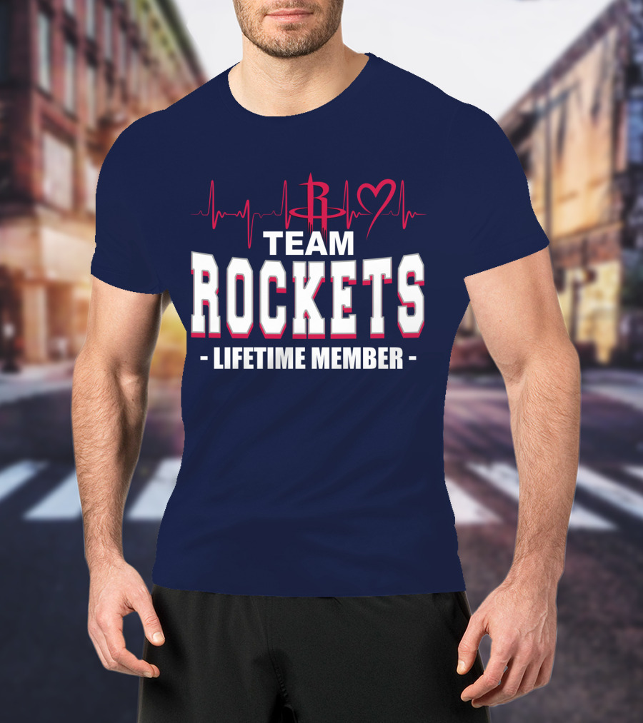 Team Rockets Lifetime Member Heartbeat Houston Rockets T-Shirt