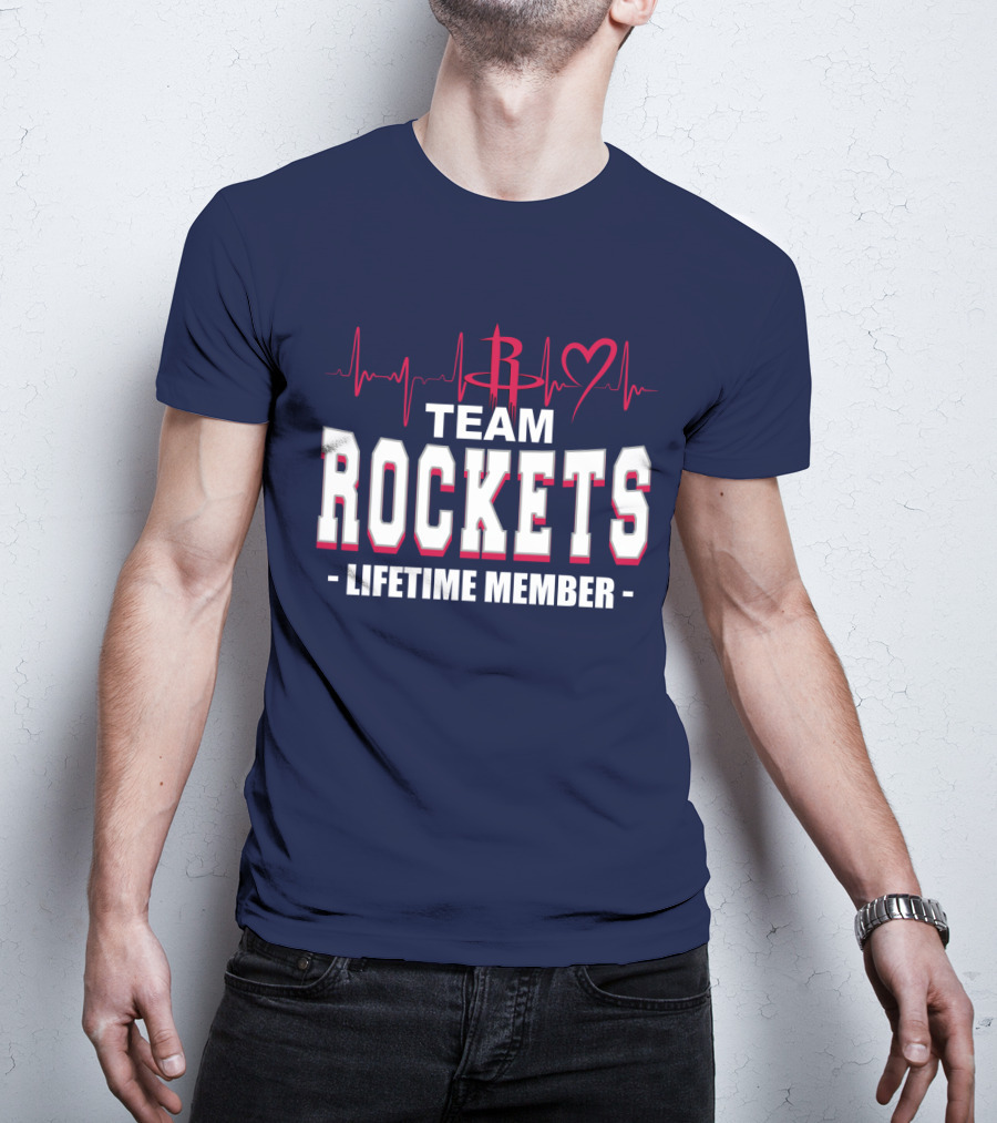 Team Rockets Lifetime Member Heartbeat Houston Rockets T-Shirt