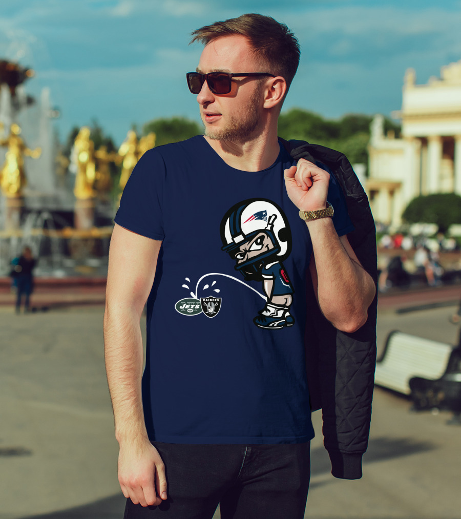 New England Patriots Vs Jets Raiders Rivalry Comic Style T-Shirt