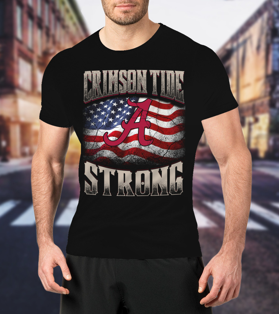Crimson Tide Strong American Flag A T-Shirt