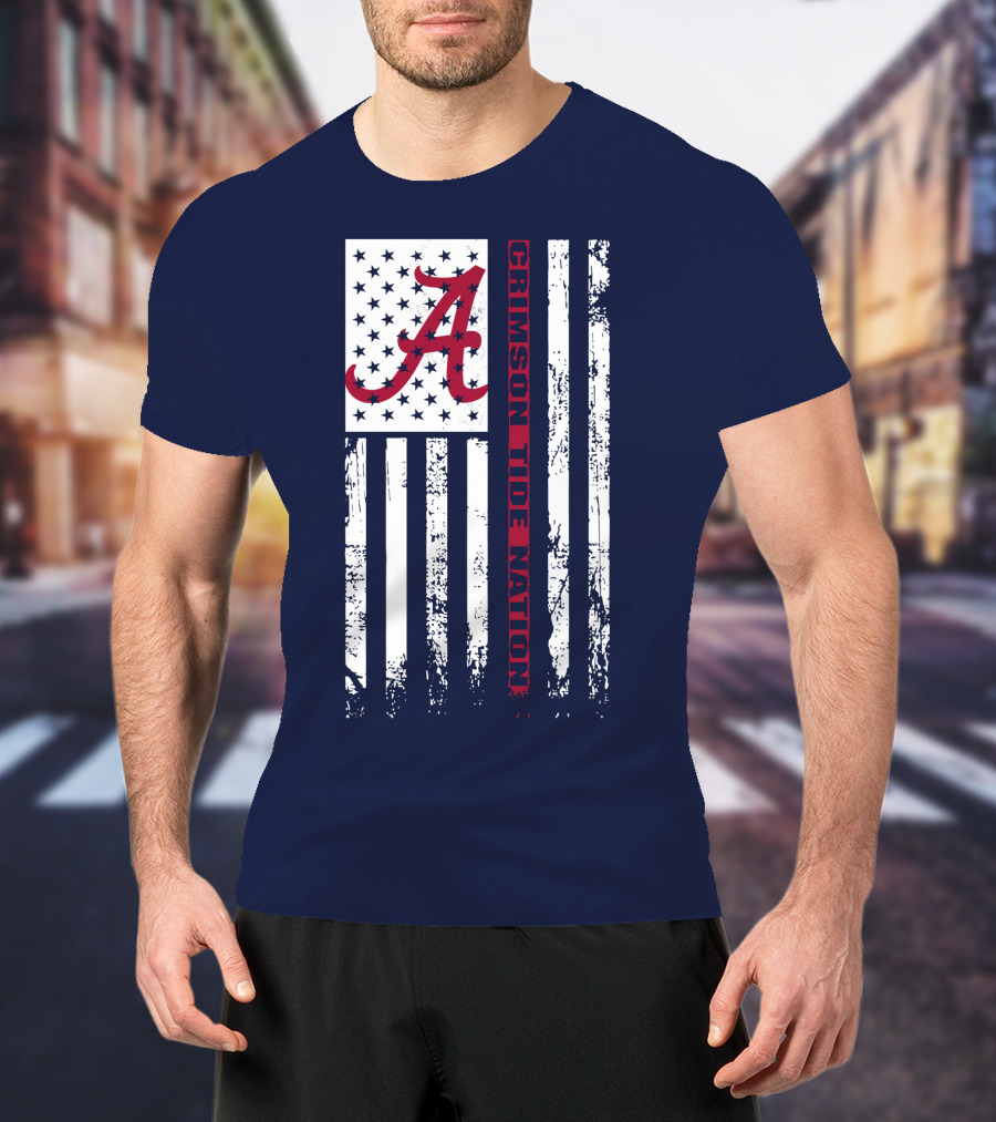 A Crimson Tide Nation Flag Stars Stripes Alabama T-Shirt