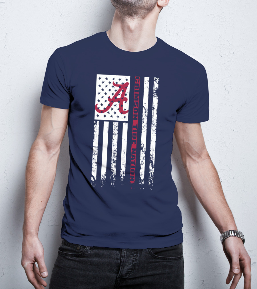 A Crimson Tide Nation Flag Stars Stripes Alabama T-Shirt