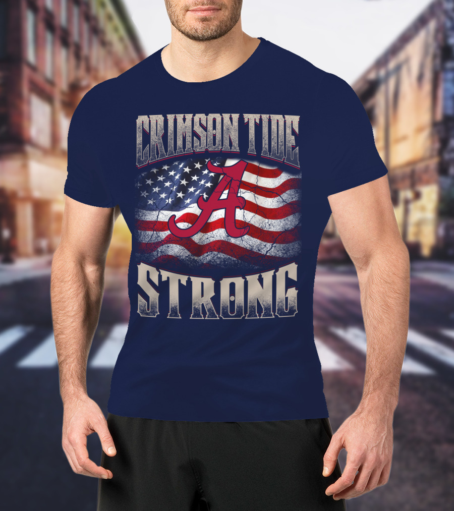 Crimson Tide Strong A American Flag T-Shirt