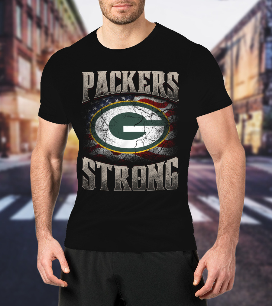 Packers Strong American Flag Green Bay Packers T-Shirt