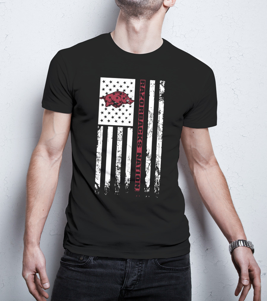 Razorbacks Nation Arkansas Razorbacks Flag Stars And Stripes T-Shirt