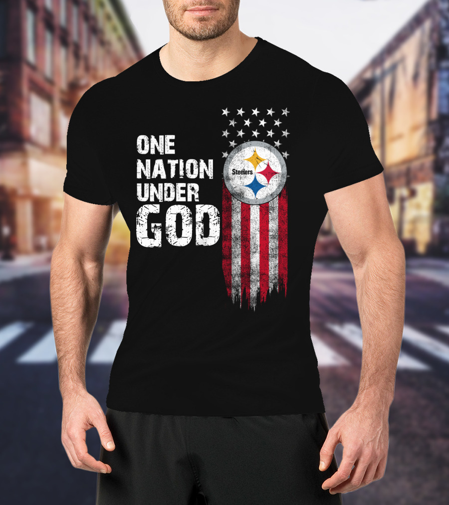 One Nation Under God Pittsburgh Steelers Flag Stars T-Shirt