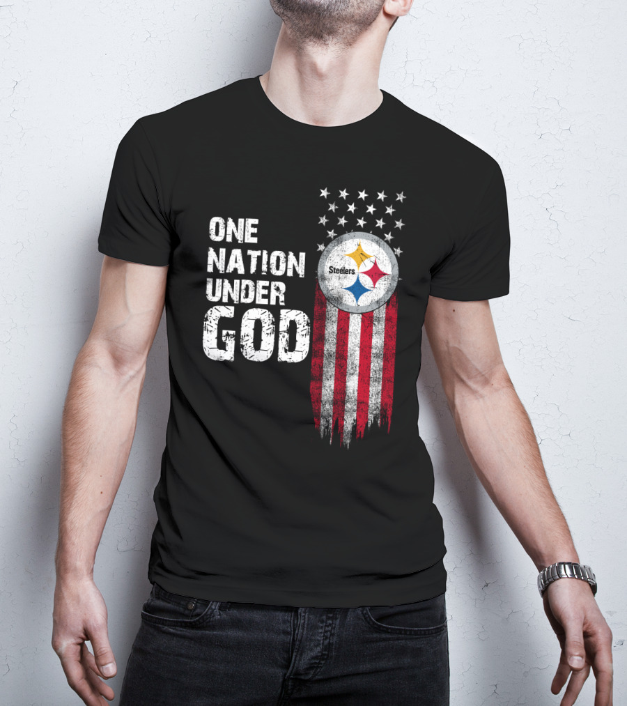One Nation Under God Pittsburgh Steelers Flag Stars T-Shirt