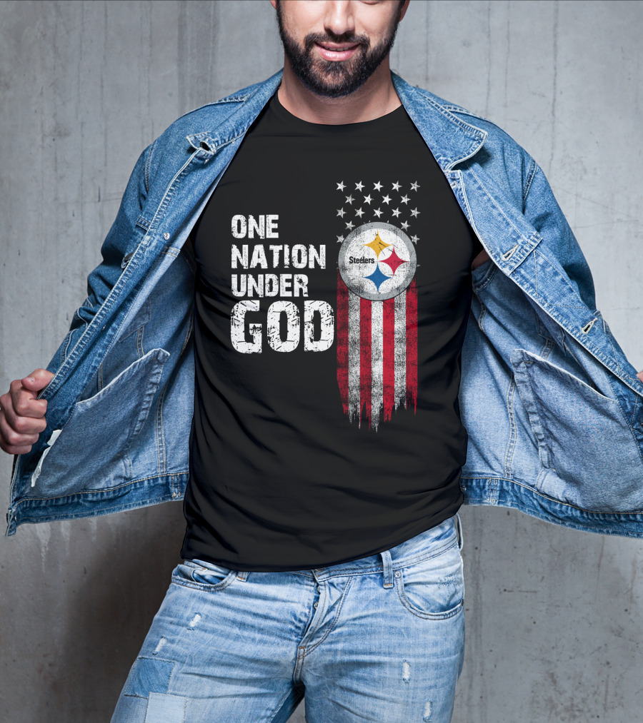 One Nation Under God Pittsburgh Steelers Flag Stars T-Shirt