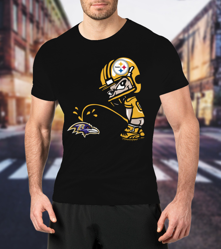 Pittsburgh Steelers Fan And Baltimore Ravens Rivalry Cartoon T-Shirt