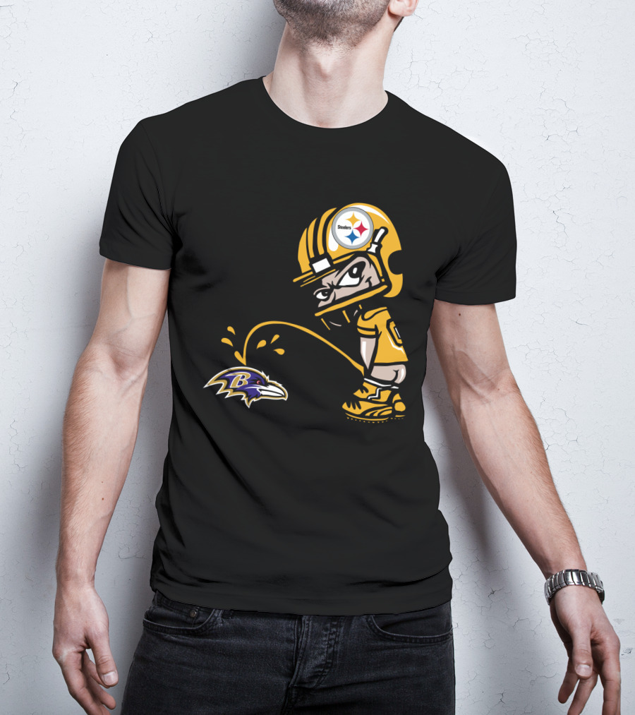 Pittsburgh Steelers Fan And Baltimore Ravens Rivalry Cartoon T-Shirt