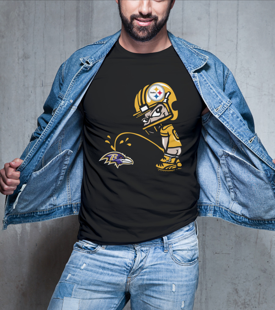 Pittsburgh Steelers Fan And Baltimore Ravens Rivalry Cartoon T-Shirt