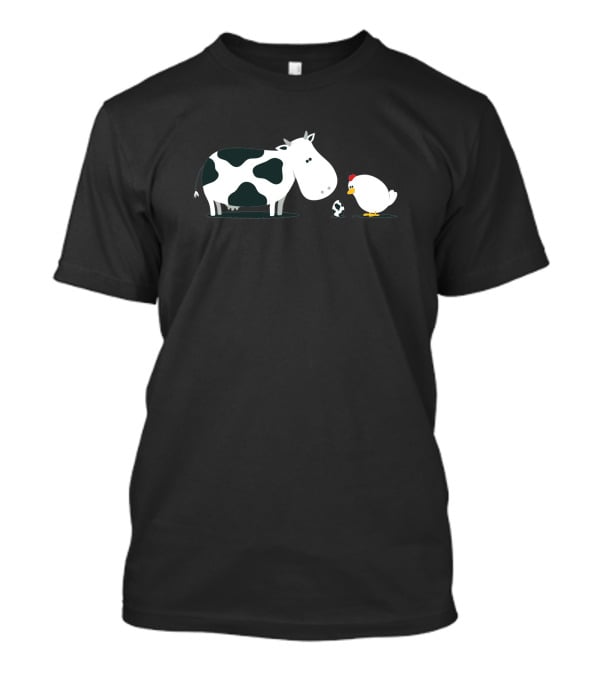 Cow And Chicken With Egg On A Birth Day T-Shirt