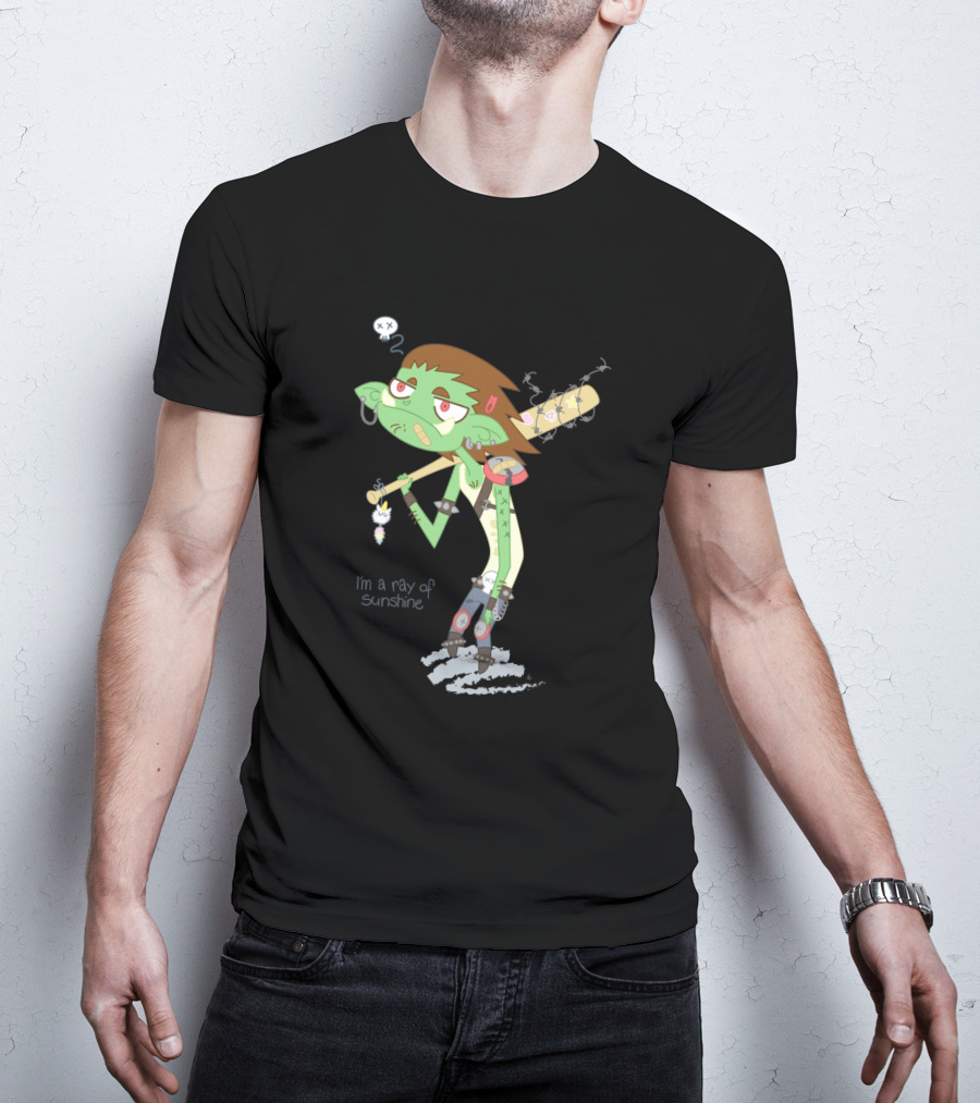 I'm A Ray Of Sunshine Happy Green Fellow Baseball Bat Cartoon Character T-Shirt