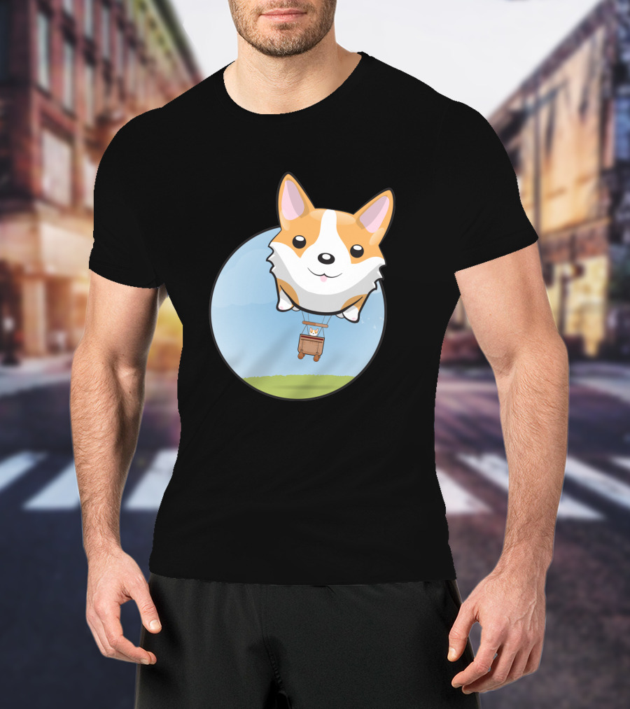 Corgi Adventure With Balloon Basket Joyride T-Shirt
