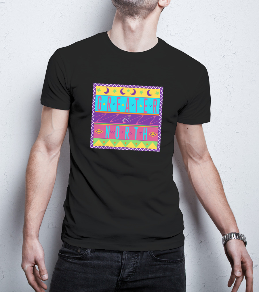 GREATER NORTH 90S Nostalgia Moon Stars Triangles Retro Vibes T-Shirt