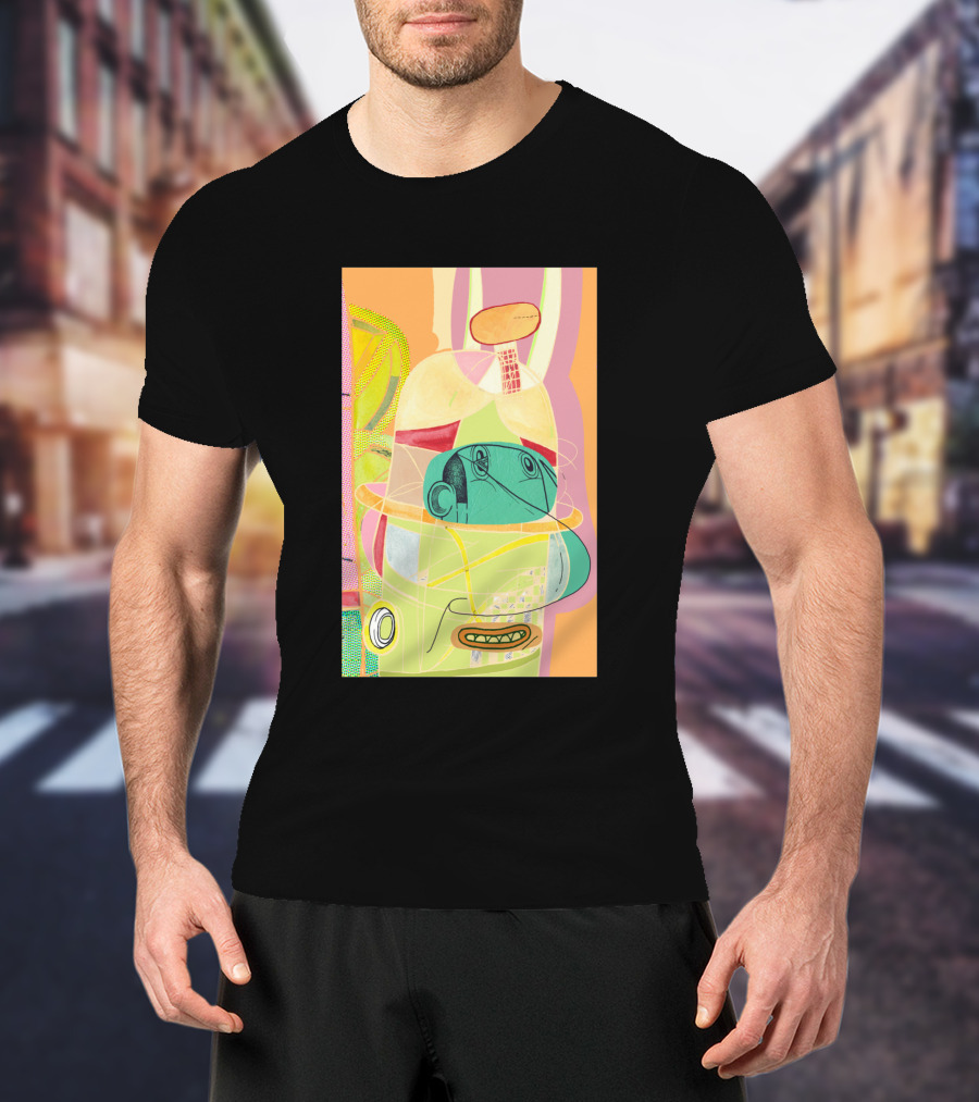 Another Fellow 37074 Abstract Geometric Face T-Shirt